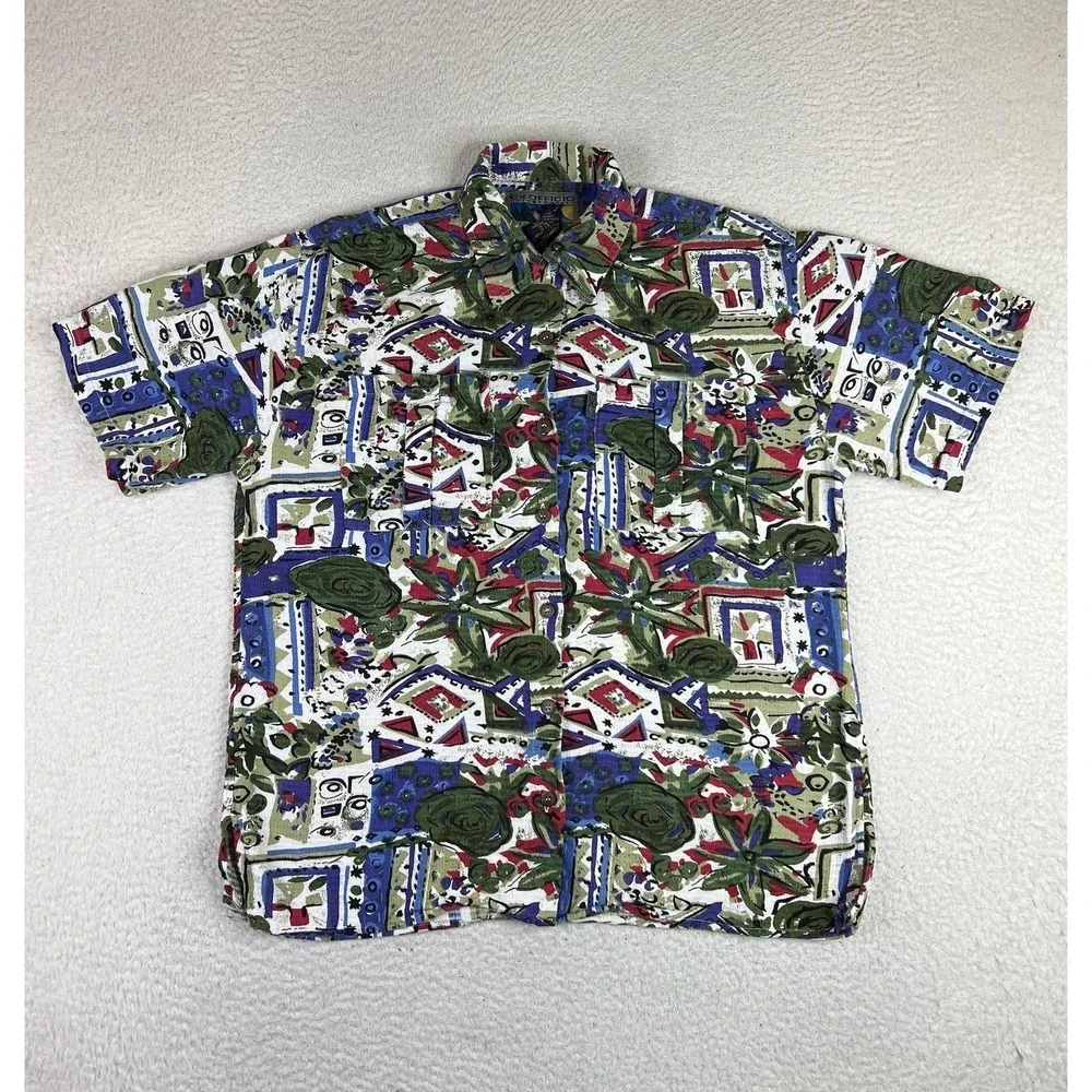 ExOfficio Shirt Womens Medium Multicolor Floral Print‎ S/S Hawaiian Button Up